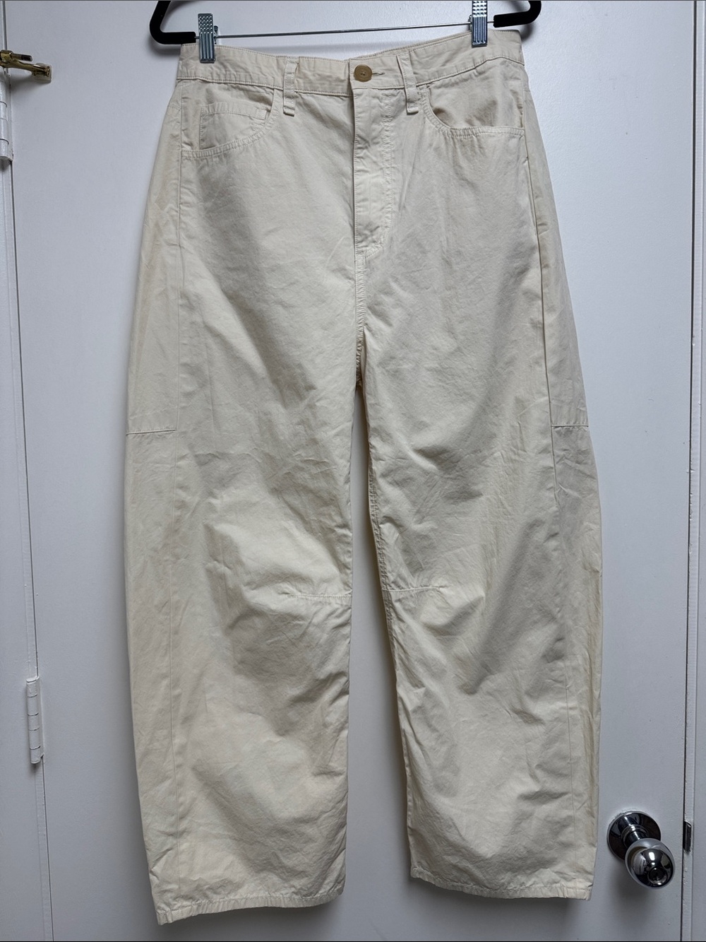 Charlie Cotton Barrel Leg Pants In Cream Rag & Bone Size 10 Trendy Summer Staple - Picture 5 of 9